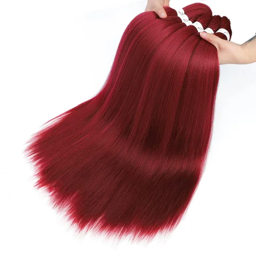 Miniatura 7 de Cabello trenzado preestirado con ajuste de agua caliente rojo de 26 pulgadas, paquete de 8 paquetes de 8 paquetes de extensiones de cabello de fibra