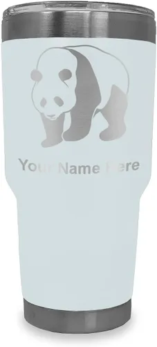 Miniatura 9 de LaserGram Vaso aislado al vacío de 20 onzas, oso panda, grabado personalizado incluido (negro)