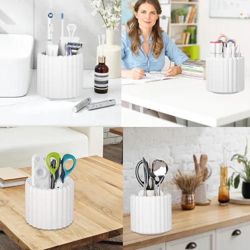 Miniatura 8 de Anyoifax Organizador de brochas de maquillaje giratorio 360 grados con 7 ranuras, organizador de brochas de maquillaje extraíble, soporte giratorio