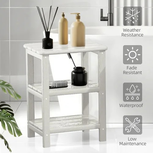 Miniatura 4 de Mesa auxiliar Adirondack de 3 niveles para exteriores, mesa auxiliar de polietileno de alta densidad para patio, mesas rectangulares para patio