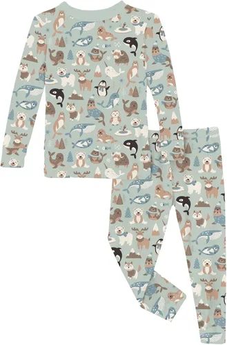 Miniatura 49 de KicKee Pants Conjunto de pijama de manga larga con estampado de piezas