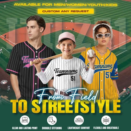 Miniatura 4 de Camiseta de béisbol a rayas personalizadas con logotipo de número de nombre para hombres, mujeres, jóvenes, niños, camiseta de uniforme