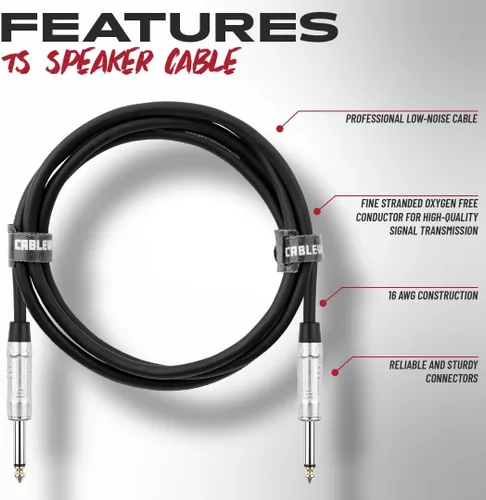 Miniatura 2 de Cableworks Por Gator Cases Backline Series Cable de altavoz TS estándar de 10 pies (GCWB-SPK-10)