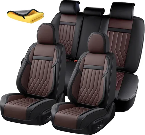 Miniatura 20 de Juego completo de fundas de asiento de automóvil de cuero napa impermeables y transpirables de 2 plazas, aptas para asientos delanteros