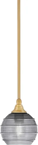 Miniatura 48 de Toltec Lighting Tallo Colgado Mini colgante, acabado de cobre negro, 3.5" cuadrado humo burbuja vidrio