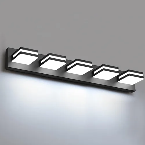 Miniatura 27 de IZORRO Luces LED modernas para baño (8 luces, regulables), iluminación de pared acrílica blanca mate, luces de tocador para baño sobre espejo, 6000