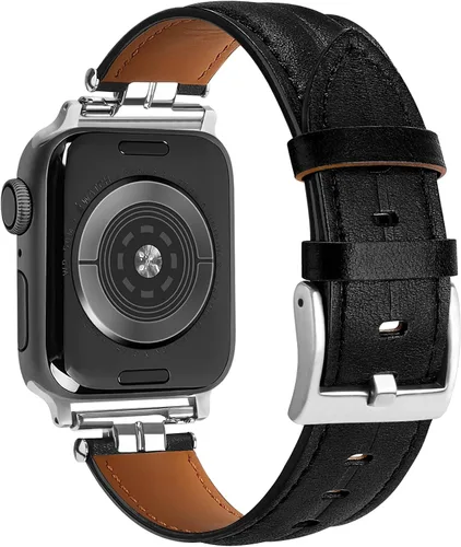 Correa de cuero compatible con correas de Apple Watch para hombres de 38/40/41/42/44/45/46/1.929 in, correa de cuero genuino para iWatch Series 10,