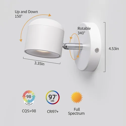 Miniatura 2 de Aisilan - Lámpara de pared moderna ajustable de Aisilan, lámpara de pared blanca cálida para pasillo, galería, cocina, dormitorio, 7 W, 3000 K