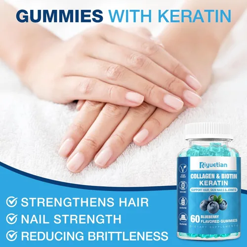 Miniatura 7 de Gomitas de biotina de 15000 mcg con colágeno para adultos, mujeres y hombres - Gomitas para cabello, piel y uñas con biotina - Colágeno para mujer