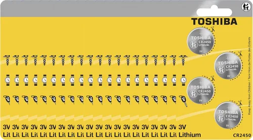 Miniatura 7 de TOSHIBA Batería de celda de moneda de litio CR2450 3V 5 baterías en embalaje resistente a los niños de la tira