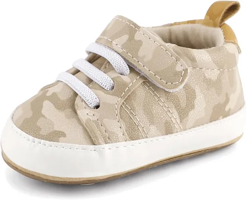 ESTAMICO - Tenis de piel sintética para bebés, niños y niñas, suela de goma antideslizante, para primeros pasos, zapatos para exteriores