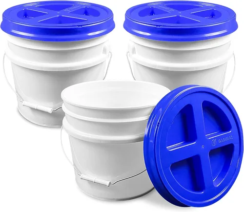 Miniatura 13 de ePackageSupply Cubo de 3.5 galones con tapa, cubo de grado alimenticio con tapa hermética de rosca con sello gamma hermético, plástico de Rojo