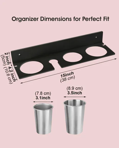 Miniatura 6 de Organizador de herramientas para el cabello, soporte para secador de pelo con copas de acero a prueba de calor, organizador de tocador acrílico