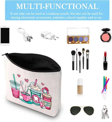 Miniatura 3 de GJTIM Bolsa de cosméticos para enfermeras e higienistas - Regalo de asistente dental con bolsa con cremallera
