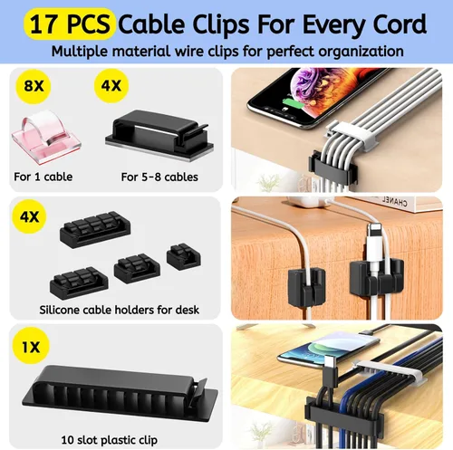 Miniatura 4 de Caja de cables - [142 piezas] Kit de organización de cables, caja ocultadora de cables mediana para ocultar el soporte de la regleta