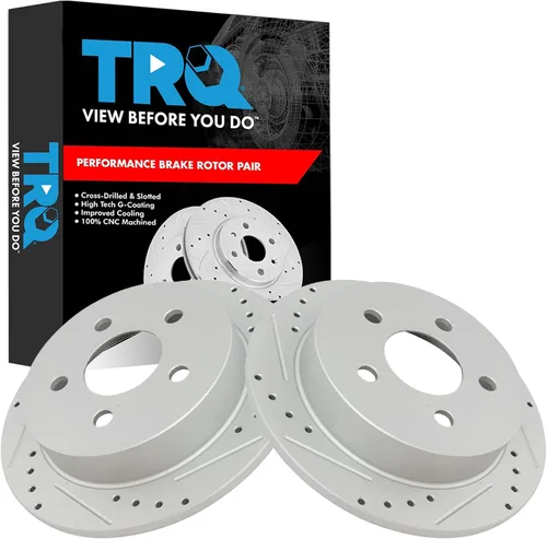 Miniatura 351 de TRQ Juego de rotores de freno de rendimiento trasero con revestimiento G premium compatible con Mazda 6 2014-2021