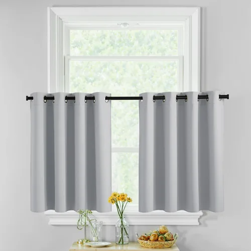 Miniatura 27 de RYB HOME Cortinas opacas de cocina de 36 pulgadas de largo, tratamiento de privacidad para ventanas pequeñas, aislamiento térmico, telón de fondo