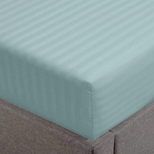 Miniatura 17 de Feather & Stitch - Sábana bajera ajustable de 100 % algodón, tejido satén de damasco, transpirable a rayas, sábana elástica para colchón de 18