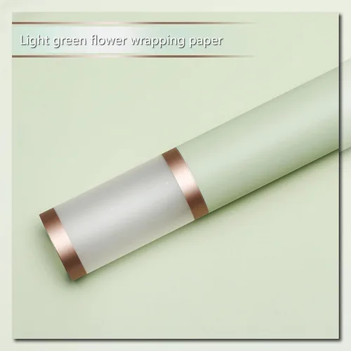 Miniatura 4 de YACEYACE Elegante papel de regalo de flores, impermeable y perfecto para envolver flores de regalo, proyectos de manualidades, verde claro con borde