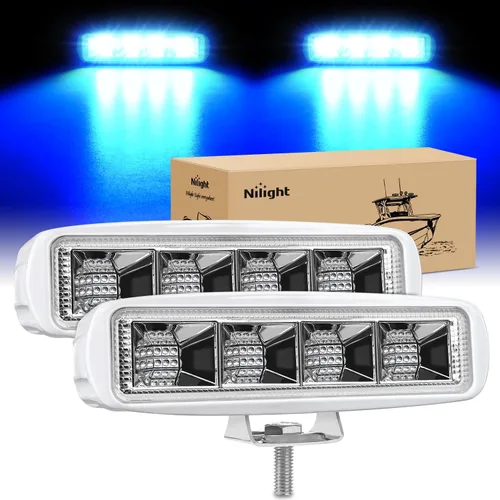 Miniatura 18 de Nilight Barra de luz LED marina, 2 unidades, 18 W, blanco, 150°, haz de inundación, ponton, barco, cubierta, luces de muelle, IP67, impermeable