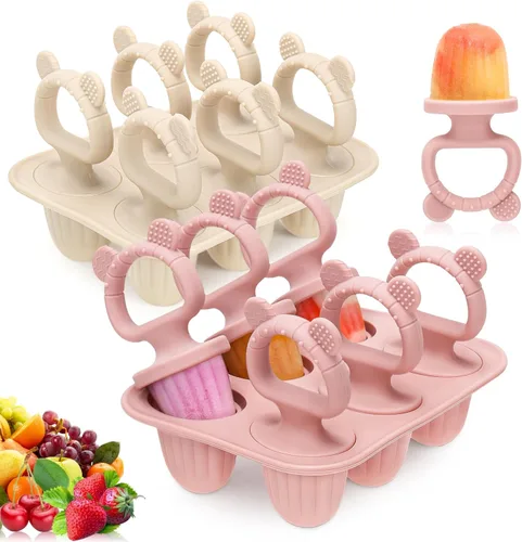 Paquete de 2 moldes de silicona para paletas con palitos, mini moldes para paletas de leche materna para bebés para aliviar la dentición, fabricante