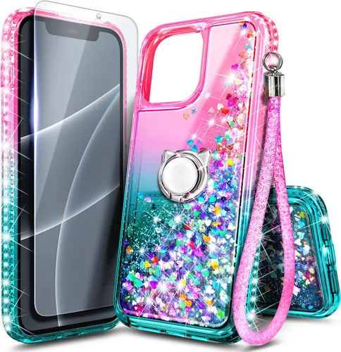Miniatura 12 de NGB Diseñada para Funda de Teléfono iPhone 11, Morado/Azul Funda Bonita con Purpurina Líquida Brillante para Mujeres Niñas Niños con Protector