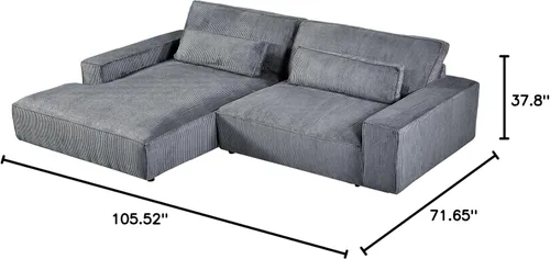 Miniatura 2 de Container Furniture Direct Luxe - Sofá modular de dos piezas de gran tamaño para sala de estar, sofá en forma de L con diván, tapizado con tela