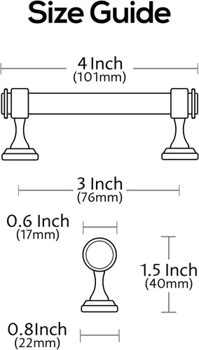 Miniatura 5 de Alzassbg - Paquete de 10 tiradores dorados cepillados para gabinete, manijas de cocina de 3 pulgadas (76mm) de centro a centro de agujero, barra