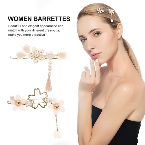 Miniatura 2 de 2 pinzas para el pelo con perlas dulces, alfileres de aleación para el cabello, pasadores para mujeres, niñas y adolescentes