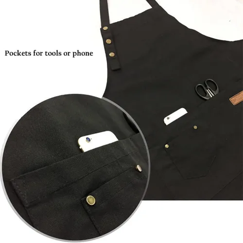 Miniatura 6 de Delantal personalizado para hombres y mujeres, delantales de lona de cocina personalizados con bolsillos, nombre, texto, logotipo, imagen