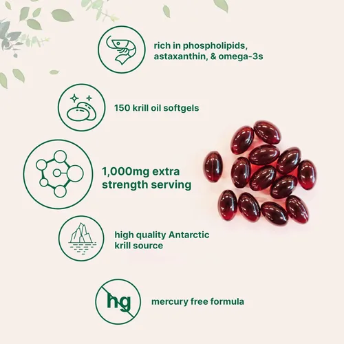 Miniatura 3 de Micro Ingredients Suplemento de aceite de krill antártico con astaxantina natural, 1000 mg por porción, 150 geles suaves, rico en omega-3 EPA y DHA