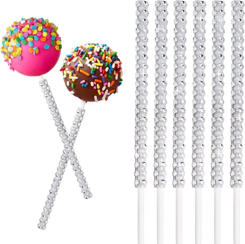Miniatura 9 de 25 palitos de papel brillantes para tartas, palitos de piruleta con diamantes de imitación con brillantina, soporte para dulces para chocolate, Negro