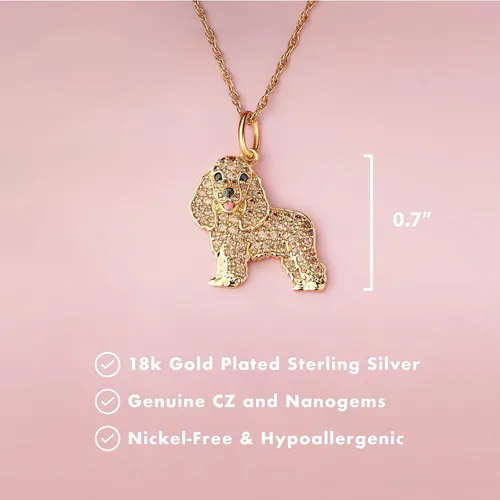 Miniatura 4 de SCAMPER & CO Collar con colgante de raza de perro para mujeres y niñas, con piedras preciosas auténticas y circonita cúbica, regalo de joyería