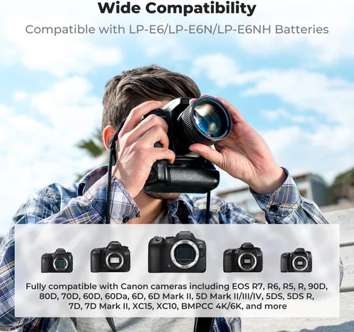 Miniatura 3 de K&F CONCEPT Paquete de 3 baterías LP-E6NH y cargador de triple ranura compatible con Canon EOS R7, R6, R5, R, 6D Mark II, 5D Mark IV, 5D Mark III