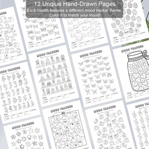 Miniatura 6 de Cuaderno de Diario Punteado Prefabricado con Plantillas de Viñetas, Diario de Puntillado en Rejilla de Puntos Prefabricado con Planificador Semanal