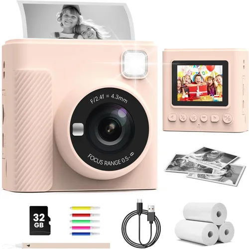 Miniatura 10 de TIATUA Cámara de impresión instantánea para niños, regalos de cumpleaños de Navidad para niñas y niños, cámara digital de video HD 1080P para niños