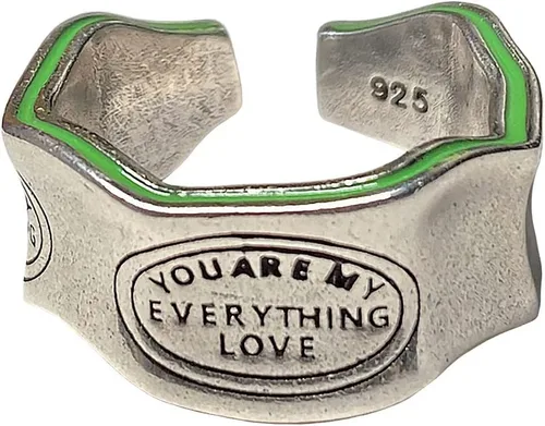 Miniatura 21 de Anillos de banda ancha de plata de ley 925 vintage hechos a mano para mujeres/hombres, anillo ajustable para el pulgar