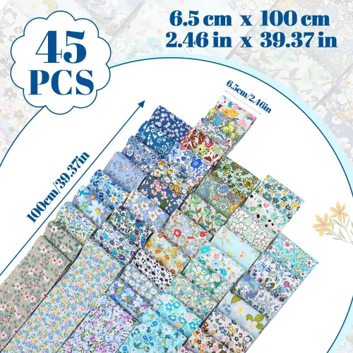 Miniatura 2 de 45 piezas de rollos de tela, tiras de tela precortadas para acolchar, tela de acolchado de algodón para manualidades de patchwork, algodón de tejido