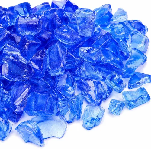 Miniatura 12 de GRISUN Vidrio de fuego azul océano Pacífico para hoguera, 10 libras 1/2 pulgada rocas de vidrio templado para chimenea natural o propano, seguro