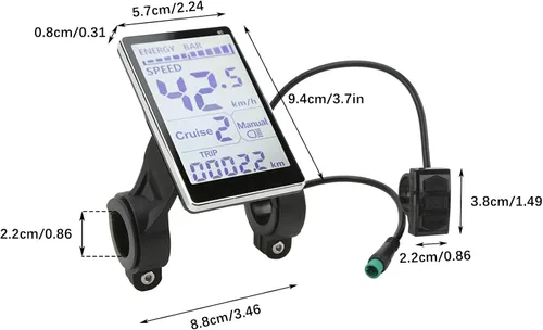 Miniatura 3 de Pantalla LCD para Bicicleta Eléctrica, Métrica de Panel de 5 Pines para E Scooter M5 con Conector Impermeable, Pantalla de Control de Medidor