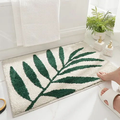 Hi Space Alfombras de baño de 24 x 16 pulgadas con hojas para baño, antideslizante, lavable a máquina, suave, absorbente, bonita alfombra de baño