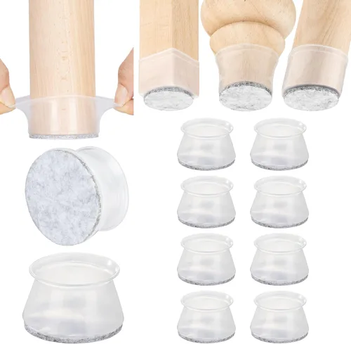 Miniatura 27 de Aneaseit Protectores de suelo para patas de silla, almohadillas de silicona con parte inferior de fieltro para suelos de madera dura y pies
