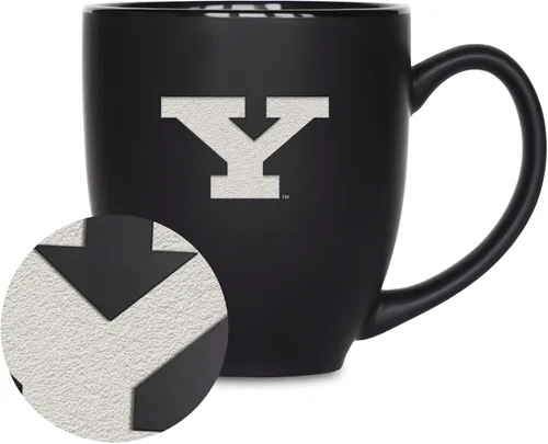 Miniatura 449 de Rico Industries - Taza de cerámica mate negra con grabado láser estándar de 15oz para NCAA (escuelas T & U) - Para bebidas calientes o frías