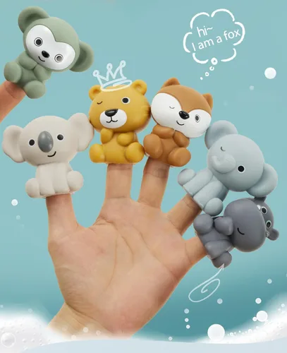 Miniatura 4 de Juguete de baño para bebé, apilable, juguetes de bañera para bebés, flotante, tren de barco con marionetas de dedo de animales, juguete de baño