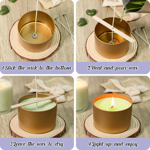 Miniatura 7 de SUPMIND Kit de fabricación de velas para adultos – Suministros para hacer velas con cera de soja, tarros grandes de 7 onzas y latas, 7 aromas