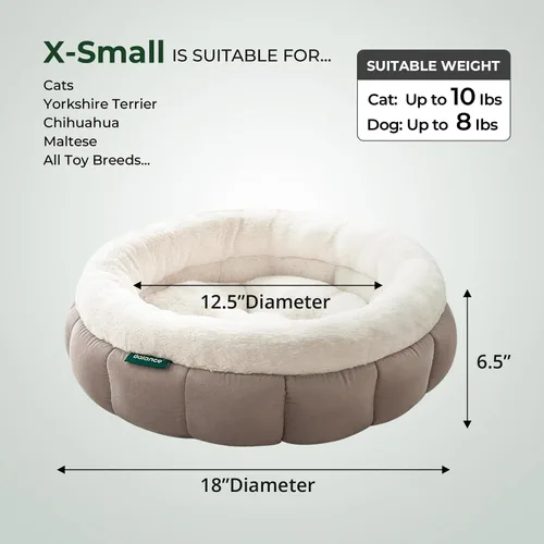 Miniatura 5 de BALANCE Camas para gatos de interior, cama redonda lavable para gatos, bonita cama para gatitos con parte inferior antideslizante para gatitos