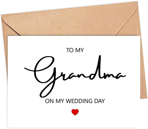 Tarjeta de felicitación de boda con texto en inglés "To My Grandma On My Wedding Day" (To My Grandma On My Wedding Day) - Tarjeta de felicitación de