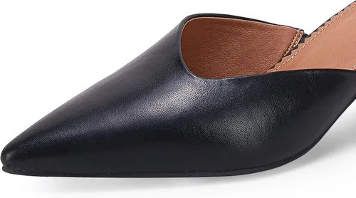 Miniatura 6 de Coutgo Womens Pointed Toe V Cut Mules Chunky Block Heel Slip On Clogs Fashion Office Slides Shoes