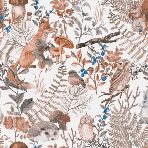 Miniatura 8 de Blooming Wall DPY25-5 - Papel tapiz autoadhesivo removible con diseño de animales en bosques verdes