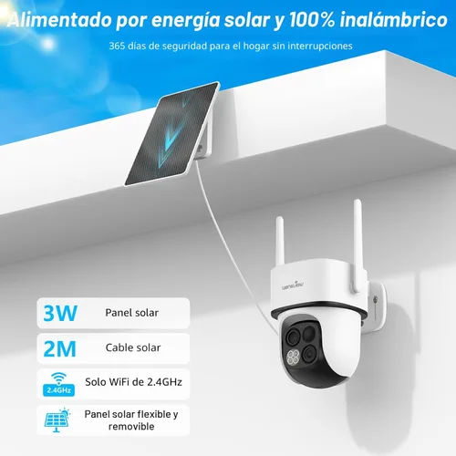 Miniatura 3 de Cámaras de seguridad inalámbricas para exteriores wansview - Cámaras de seguridad para el hogar de lente dual 2K, vista de 360°, alimentadas por